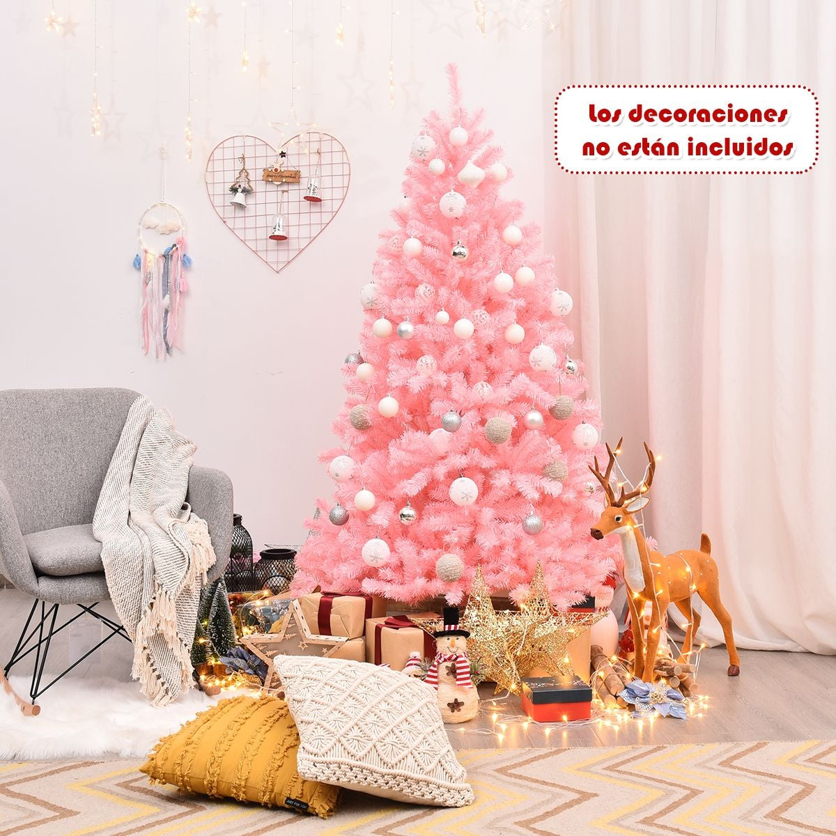 1,8M Árbol De Navidad Con Color Cerezo Aspecto Frondoso Y 1036 Ramas Fácil De Montar Perfecto Como Decoración