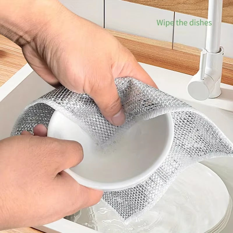 Metal Wire Cleaning Cloth, Mesh Cloth, Non Greasy, Quick Drying, Multi-Purpose Brush, Bowl, Stove, Descaling, Replacing Steel Wi