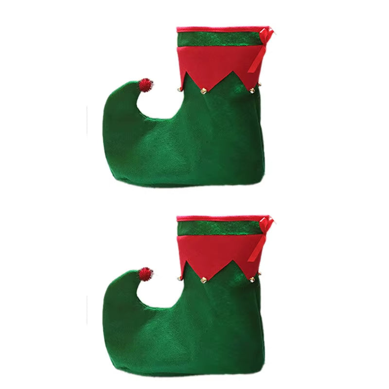 Adult Child Wearable Elf Boots Candy Socks Prom Elf Shoes Christmas Party Hat Red Green Fancydress Costume Accessory for Kids